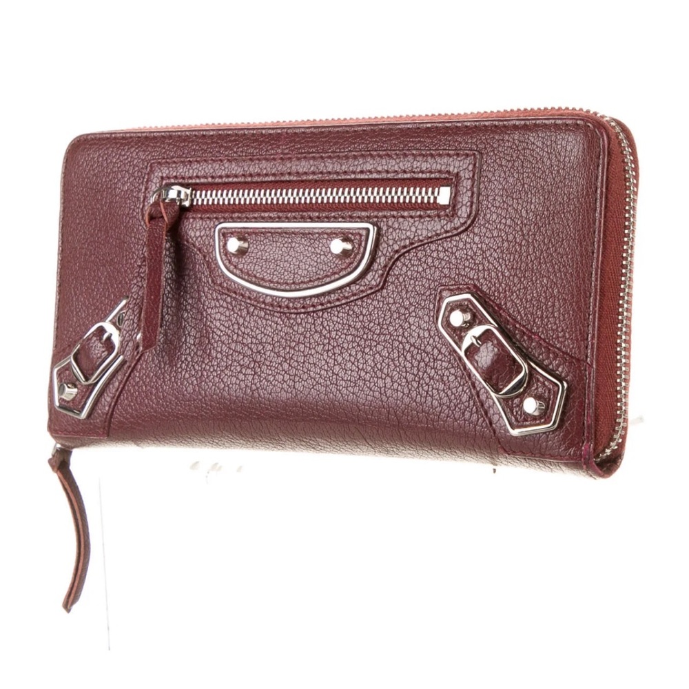 “SOLD” BALENCIAGA Motocross Classic Metallic Edge Leather Continental Wallet